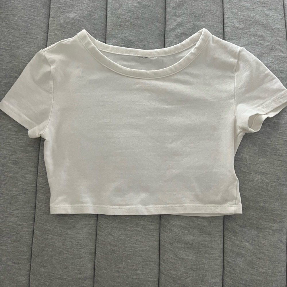 plain white cropped baby tee
